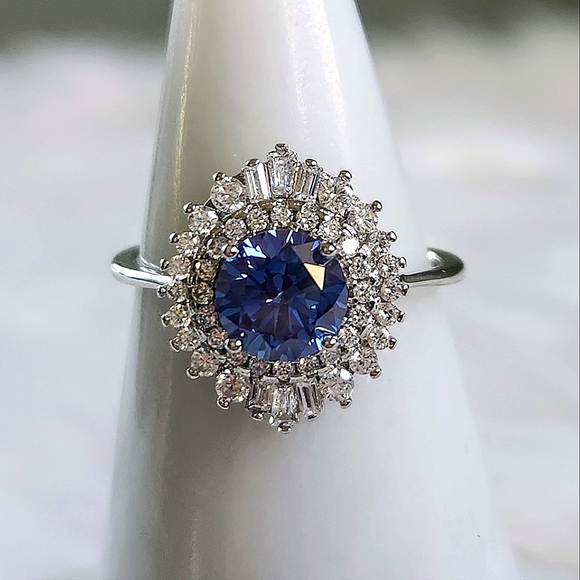 NWT Ryze Denim Blue Cubic Zirconia .925 Sterling Silver Ring - Size 8.75 - Picture 4 of 9